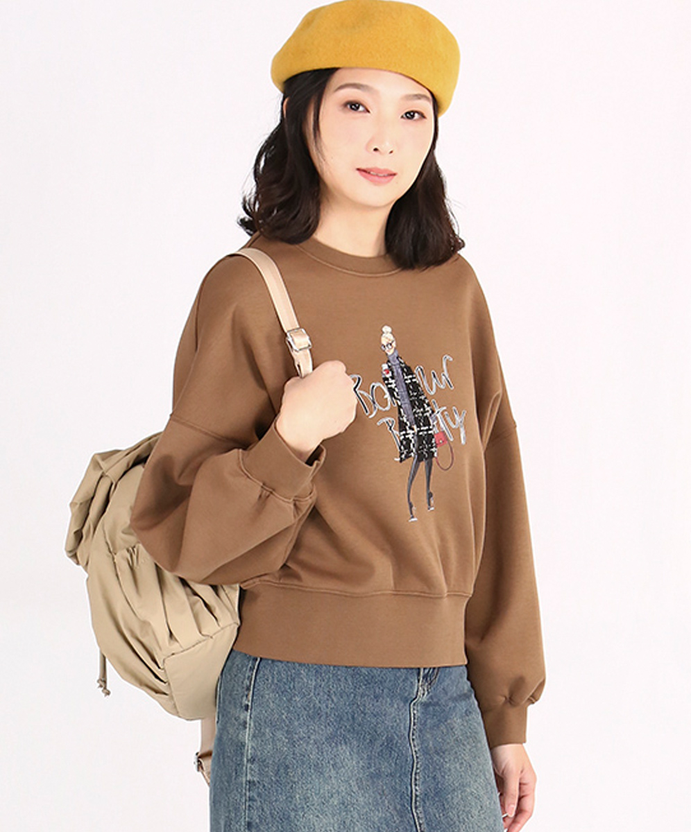 ARIES  率性都會休閒娃娃立體拼貼圖案大學T