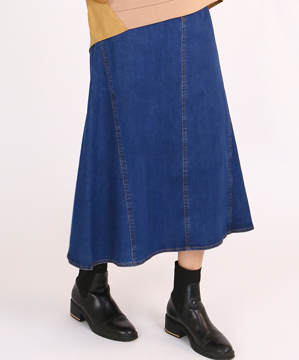 C`EST MOIJEU  簡約率性跳色丹寧A字裙