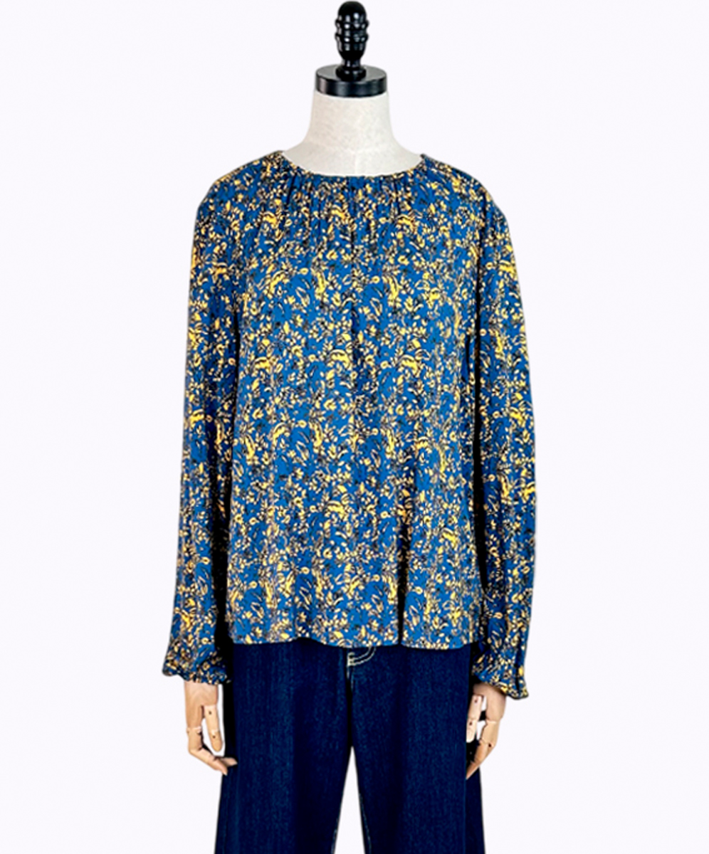 C`EST MOIJEU  優雅跳色花卉印花上衣