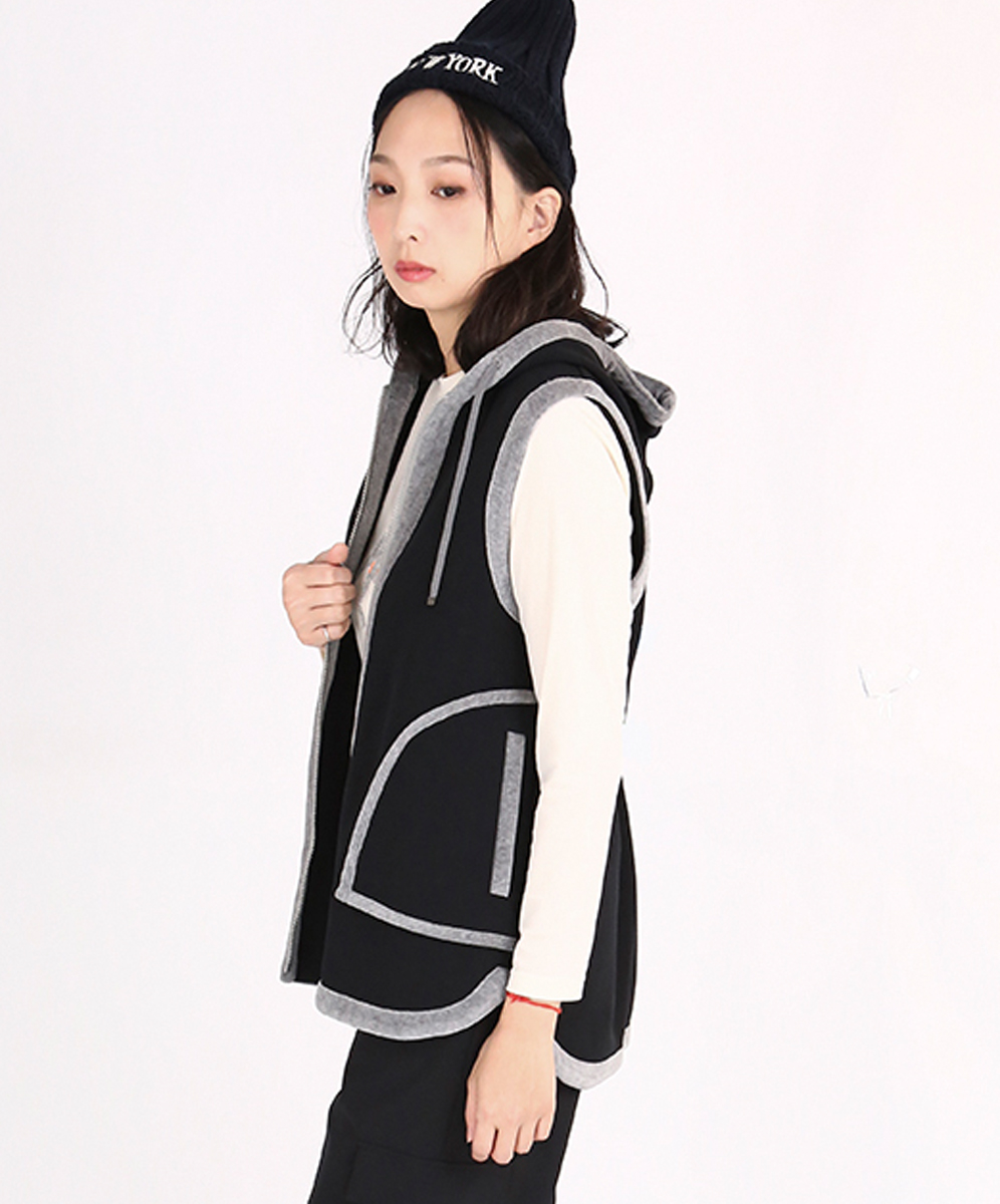 C`EST MOIJEU  率性俐落跳色拼接連帽背心