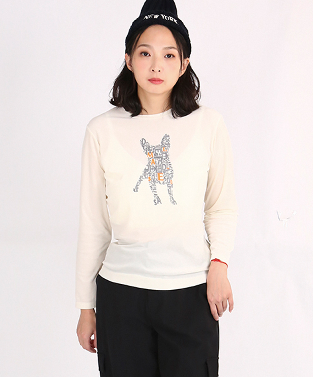 C`EST MOIJEU 甜美跳色法鬥圖案燙貼上衣