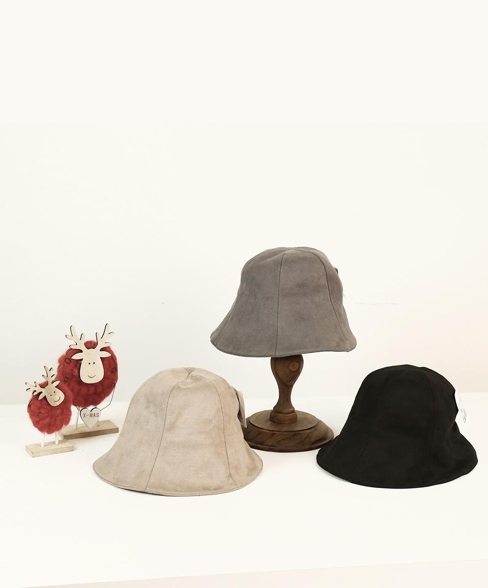 YINHWA 時尚簡約麂皮剪接漁夫帽