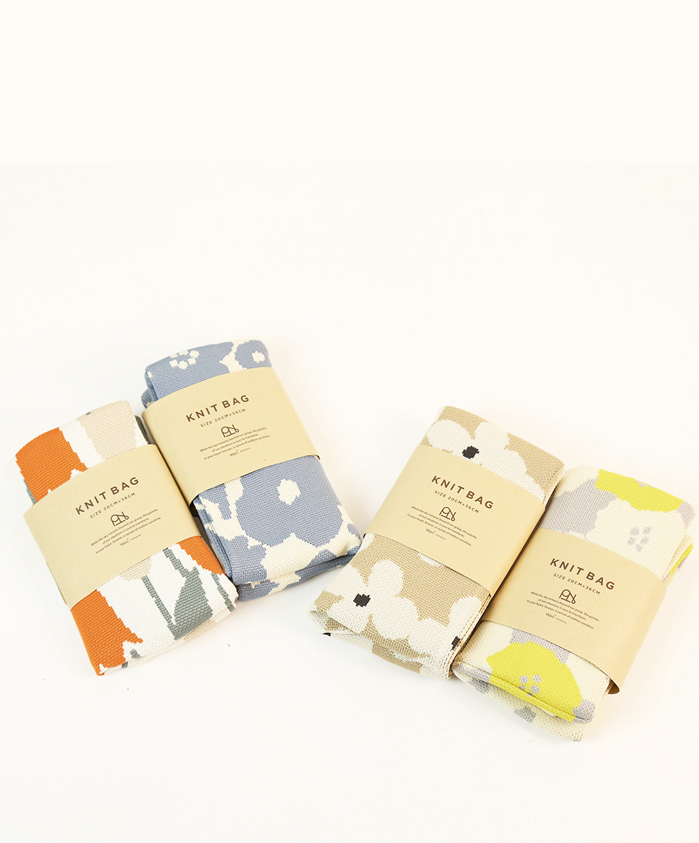 YINHWA 經典俏麗花朵圖案提花針織手提袋