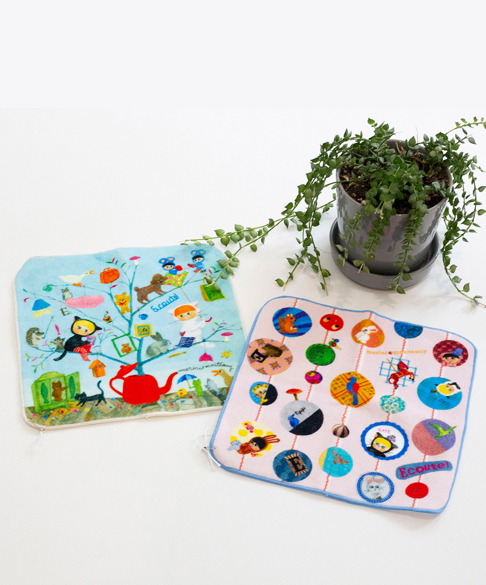 YINHWA  細緻柔軟可愛插畫圖案印花手帕