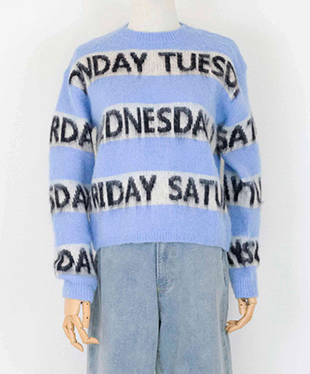 KARO  率性街頭跳色字母提花毛衣