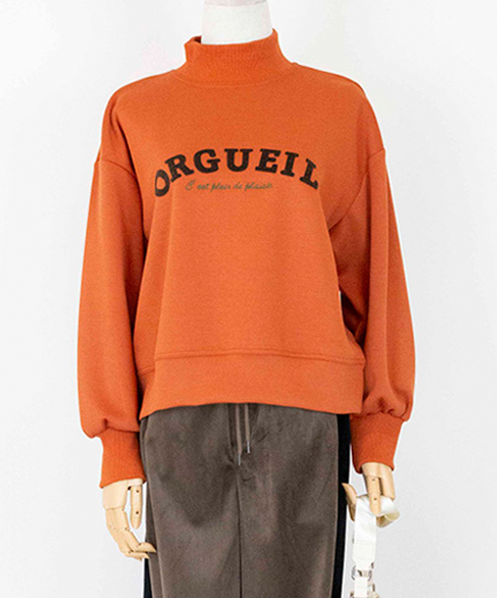 ARIES  美式休閒字母植絨刺繡高領上衣