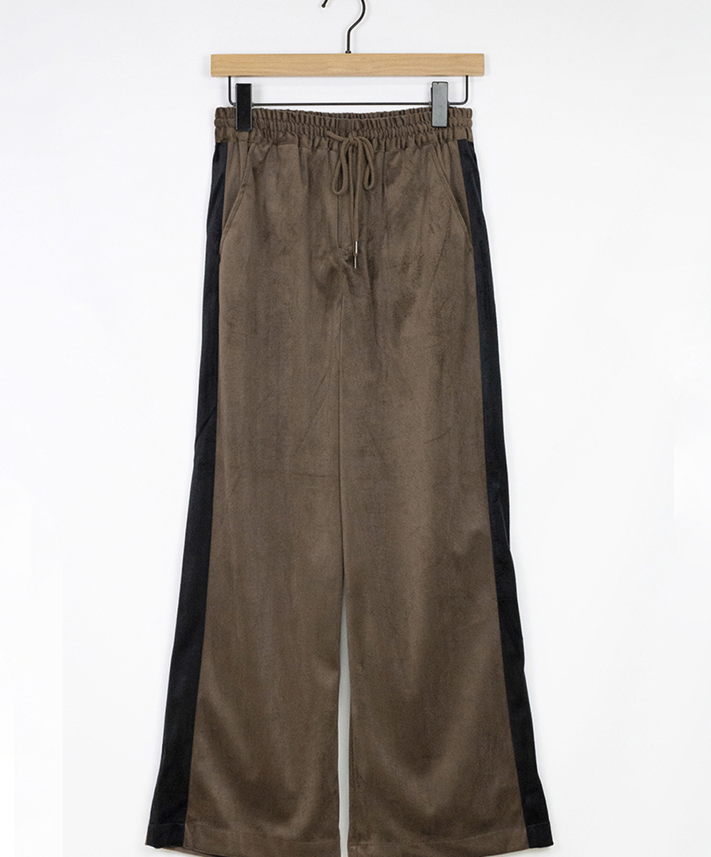 ARIES 時尚運動跳色線條絨褲