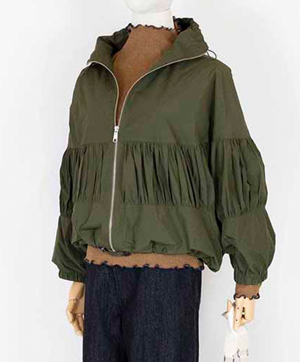 ARIES  率性時尚皺褶設計立領夾克